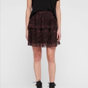 All Saints Sanse Rosey Skirt| Color Berry Red | Size Small